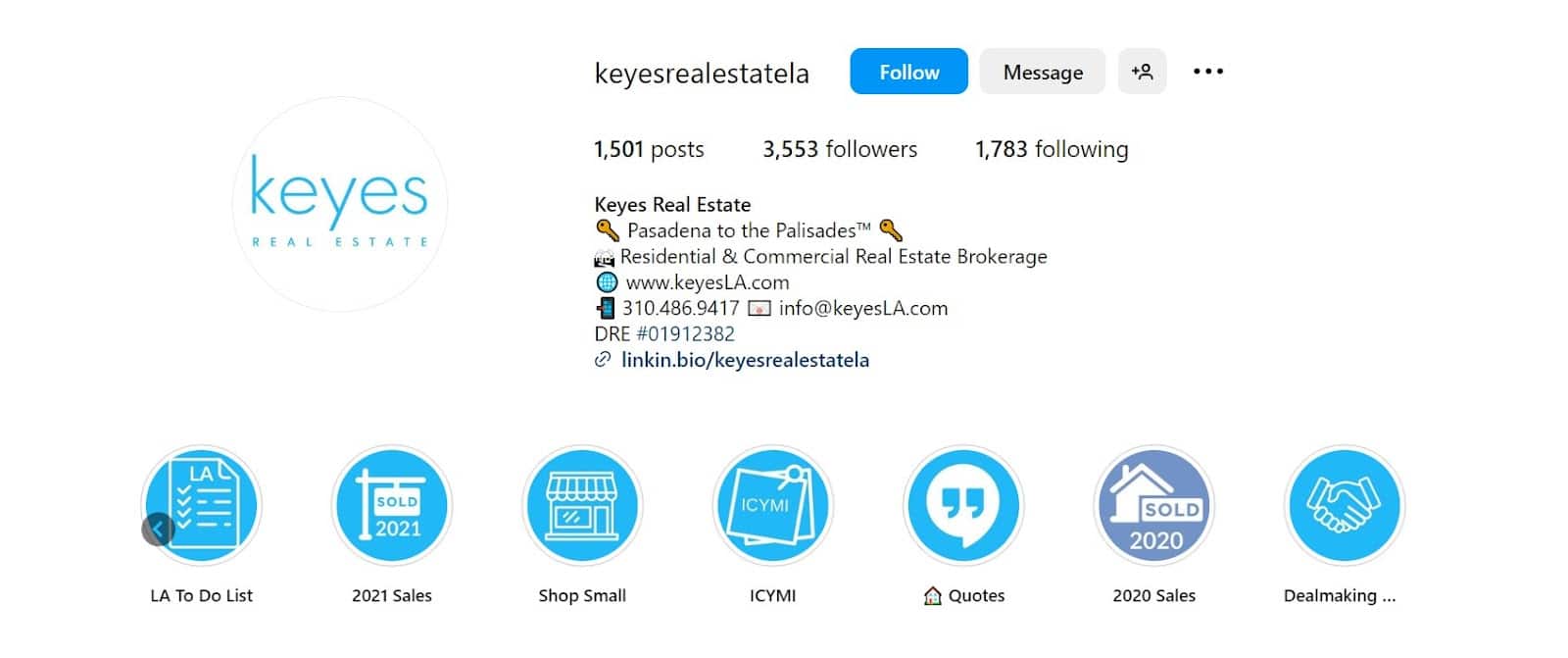 Instagram real estate Bio